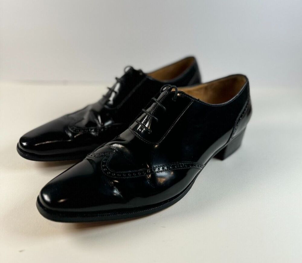Gravati Arthur Beren Womens Shoes Black Patent Leather Oxford Wingtip Size 9.5 M